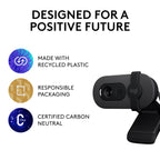 Logitech BRIO 100 USB-A 1080p FHD Webcam with Privacy Shutter and Built-in Mic - Graphite