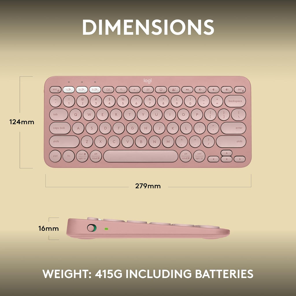 Logitech Pebble Keys 2 K380s Multi Device Bluetooth Wireless Keyboard - Tonal Rose