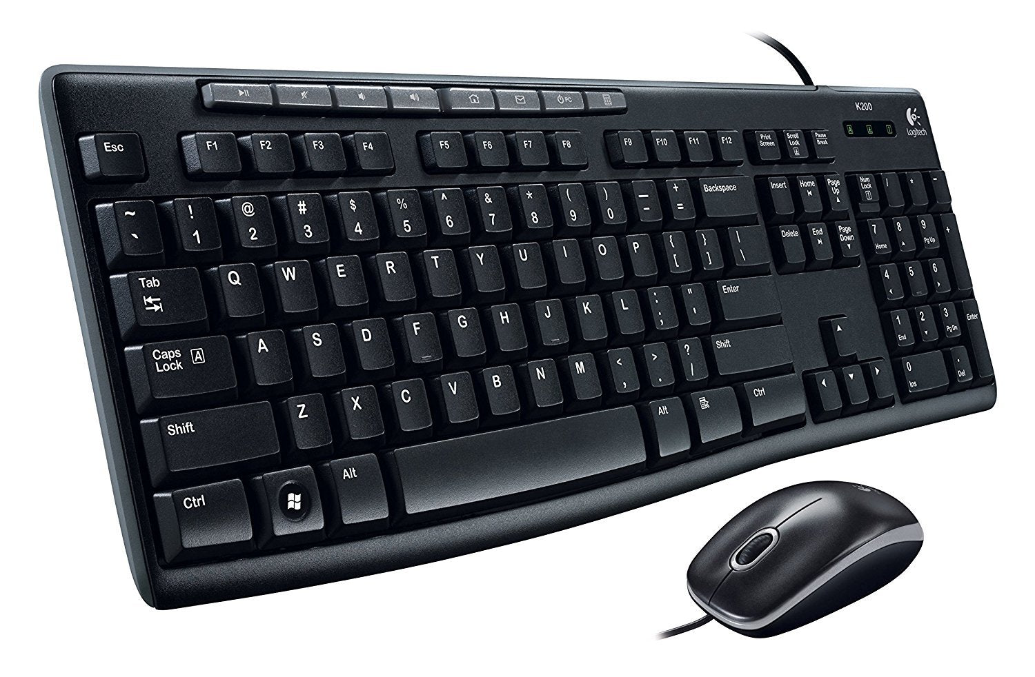 Black keyboard and mouse set on a white background