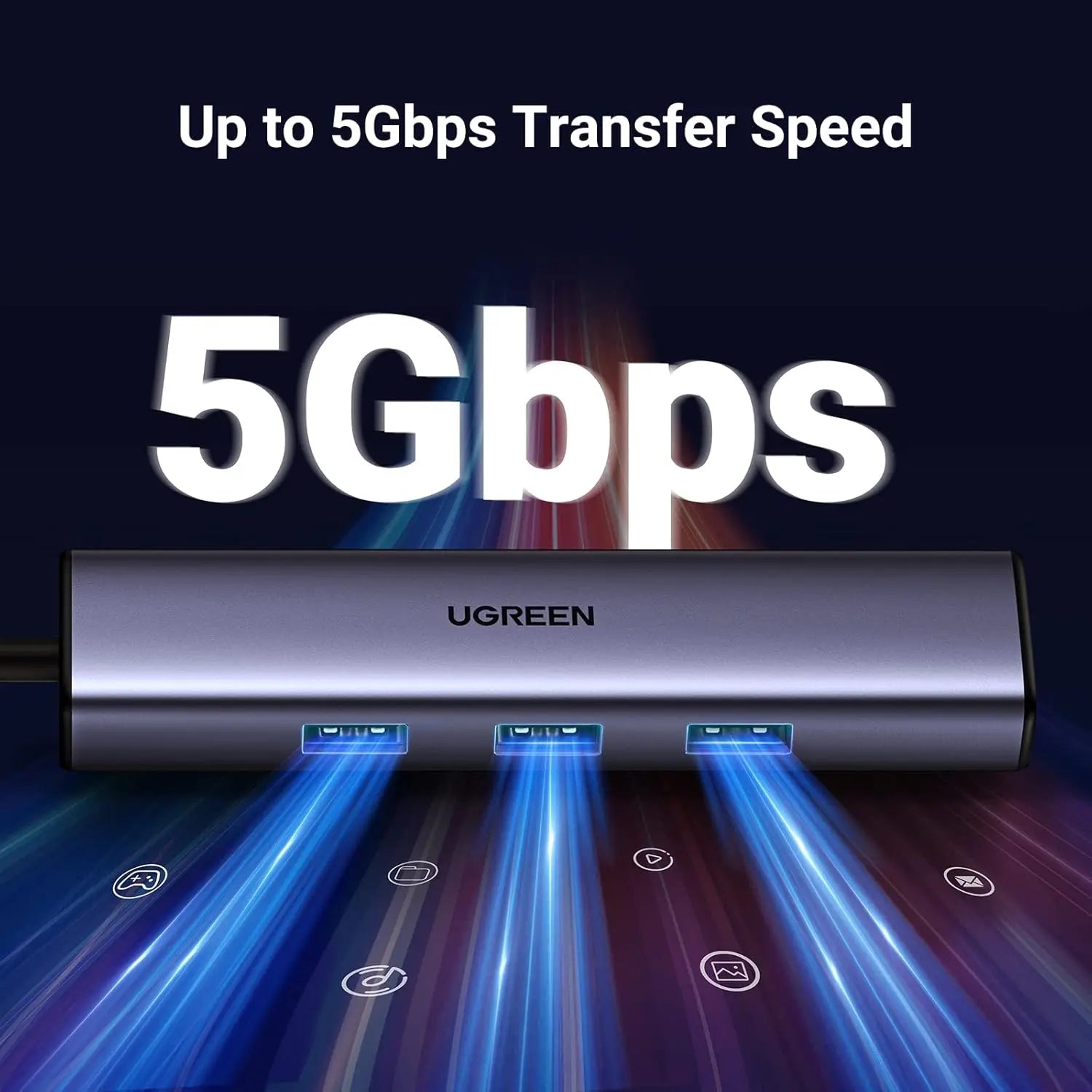 UGREEN 4-in-1 USB C Ethernet Adapter Thunderbolt 3 USB 3.0 Gigabit RJ45 Hub MacBook Pro Air iMac iPad Surface XPS (60600)