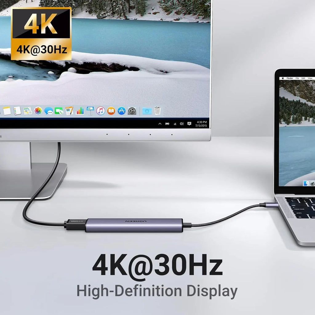 UGREEN Revodok USB C Hub HDMI 4K PD 100W 5-in-1 USB C to USB 3.0 Adapter iPhone 15 MacBook Pro Air XPS Surface iPad (15495)