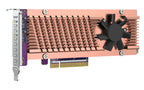Computer graphics card with cooling fins and fan on a white background
