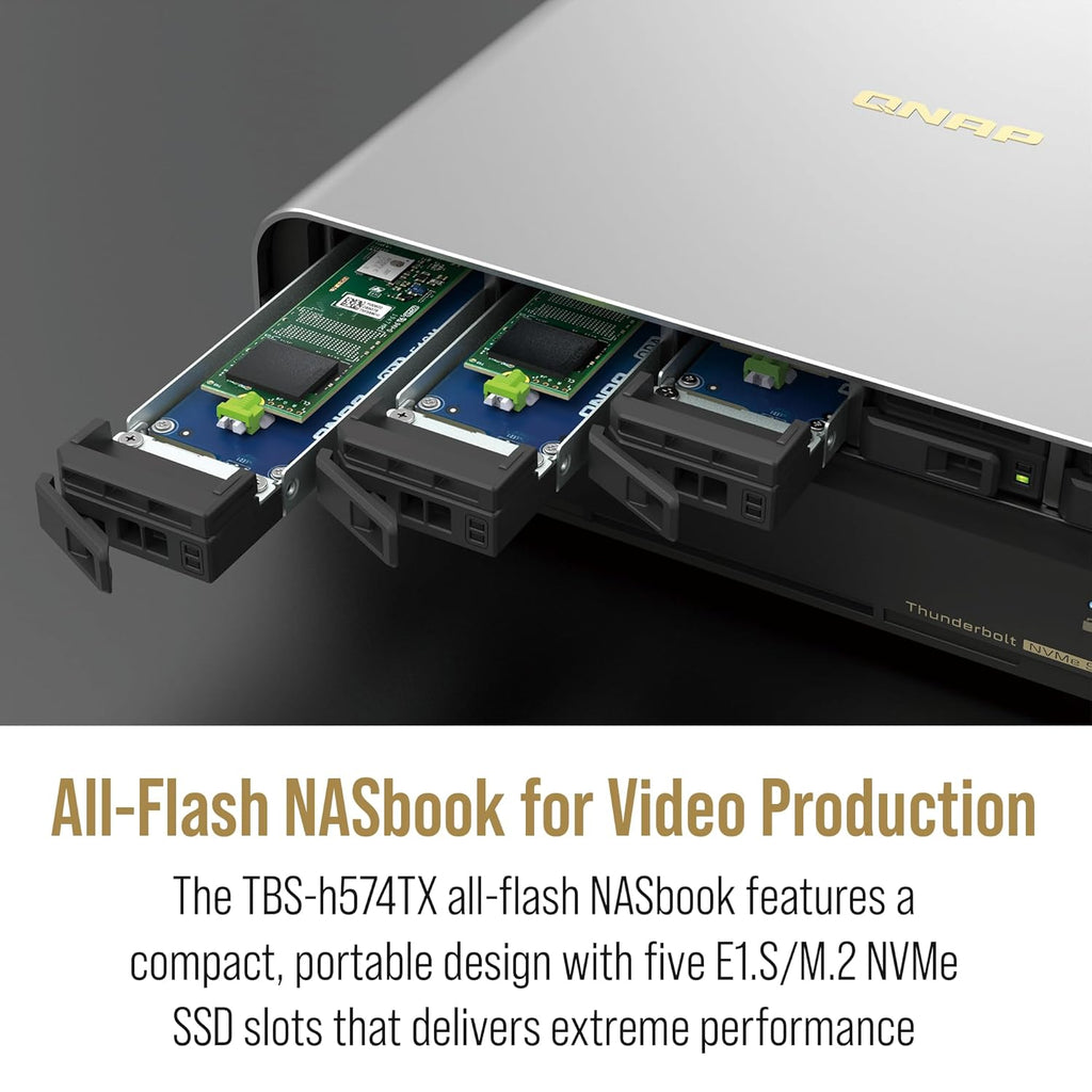 QNAP TBS-h574TX-i3-12G 5 Bay 10GbE High-Performance Thunderbolt 4 E1.S All-Flash NASbook