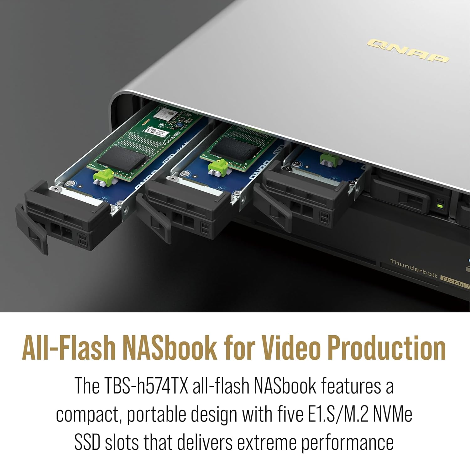 QNAP TBS-h574TX-i3-12G 5 Bay 10GbE High-Performance Thunderbolt 4 E1.S All-Flash NASbook
