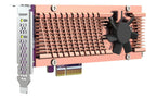 Computer hardware component with cooling fan on a white background