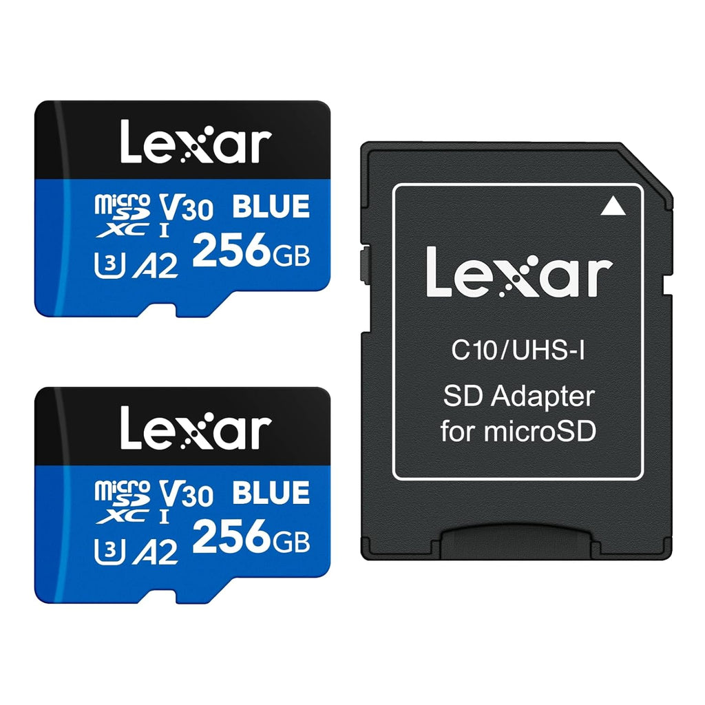 Lexar Blue Micro SD Card Up to 160MB/s, microSDXC UHS-I Memory Card with SD Adapter, C10, U3, A2, V30, Full HD, 4K UHD, High Speed TF Card