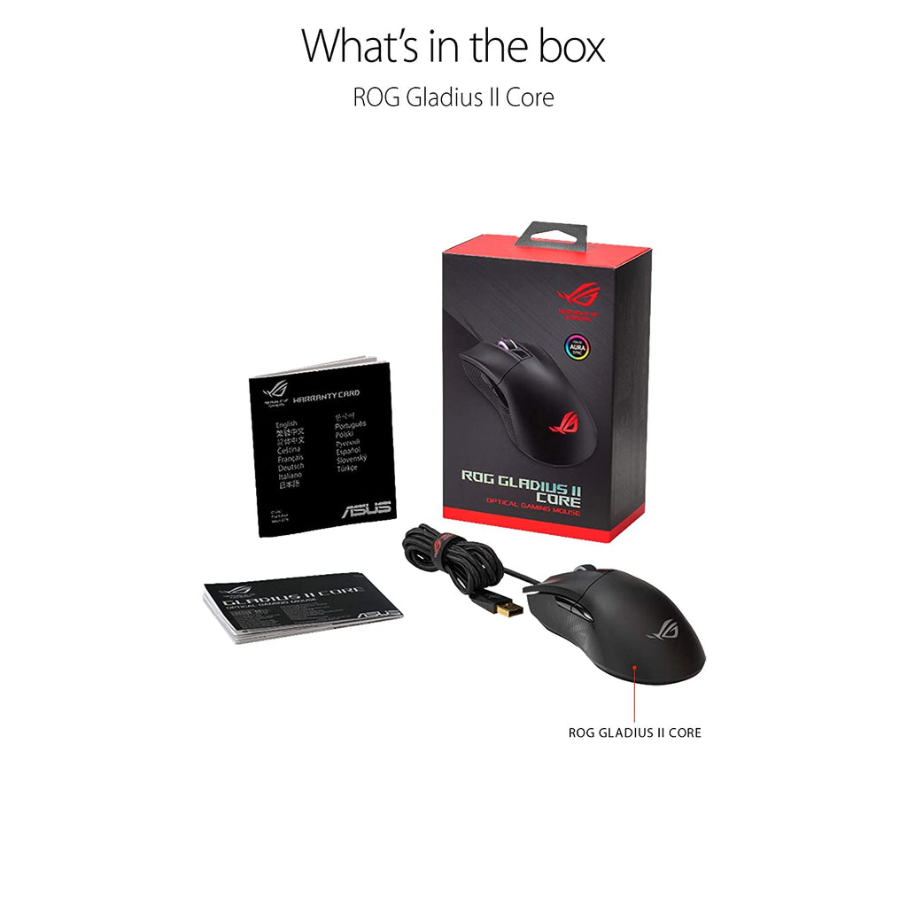[RePacked] ASUS ROG Gladius II Core RGB Wired Optical Gaming Mouse with 6200 DPI