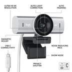 Logitech Master Series MX Brio 4K Ultra HD USB-C Collaboration and Streaming Webcam with Dual Mics - Pale Gray