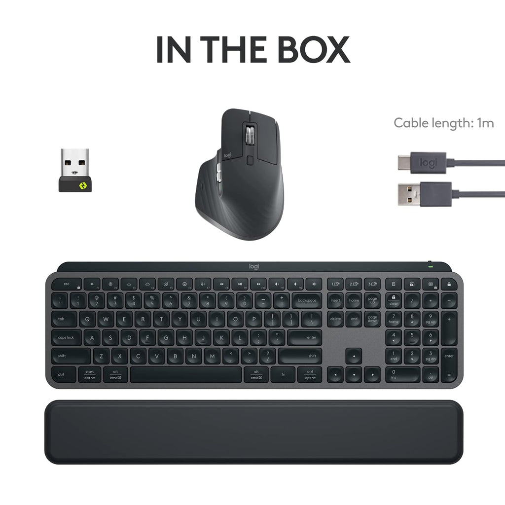 Logitech Master Series MX Keys S Wireless Keyboard and Mouse Combo with Palm Rest