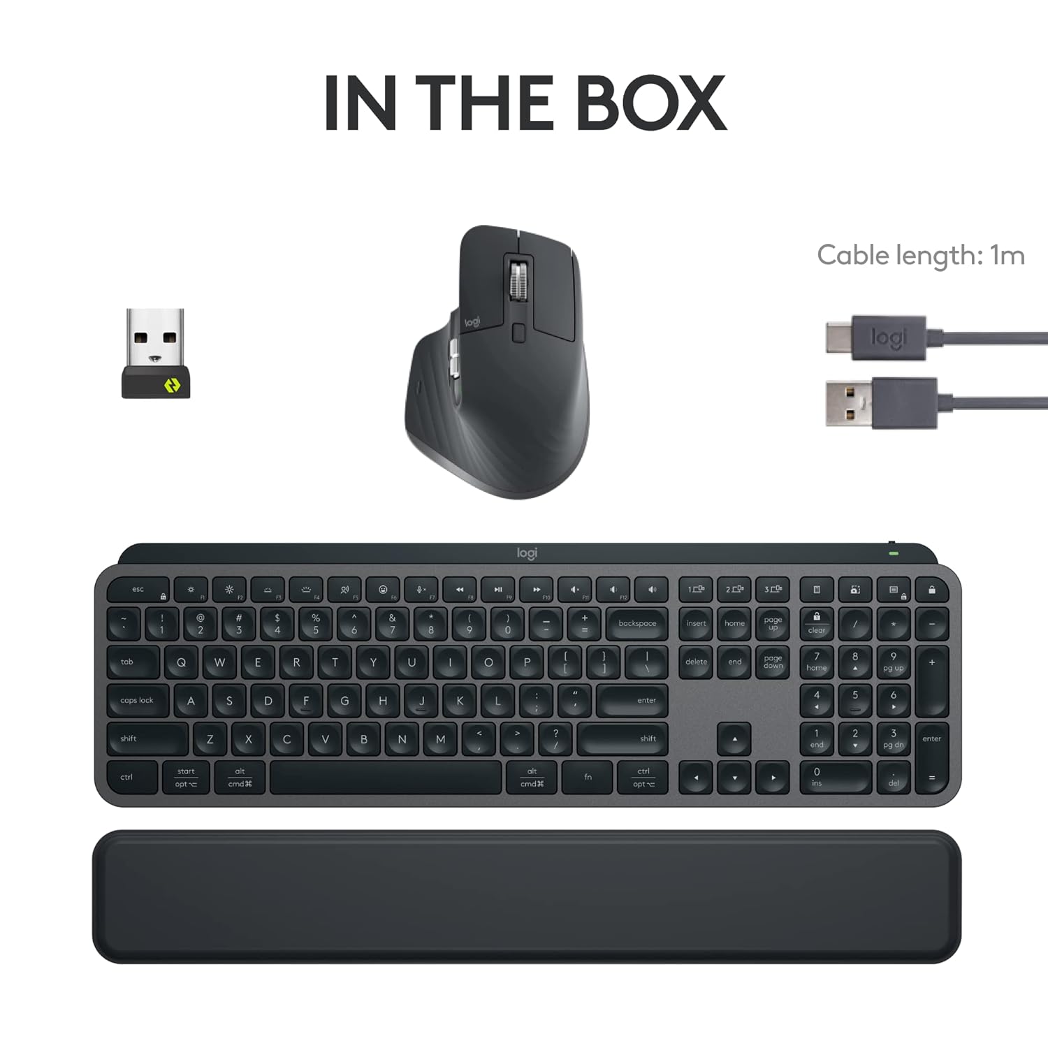 Logitech Master Series MX Keys S Wireless Keyboard and Mouse Combo with Palm Rest