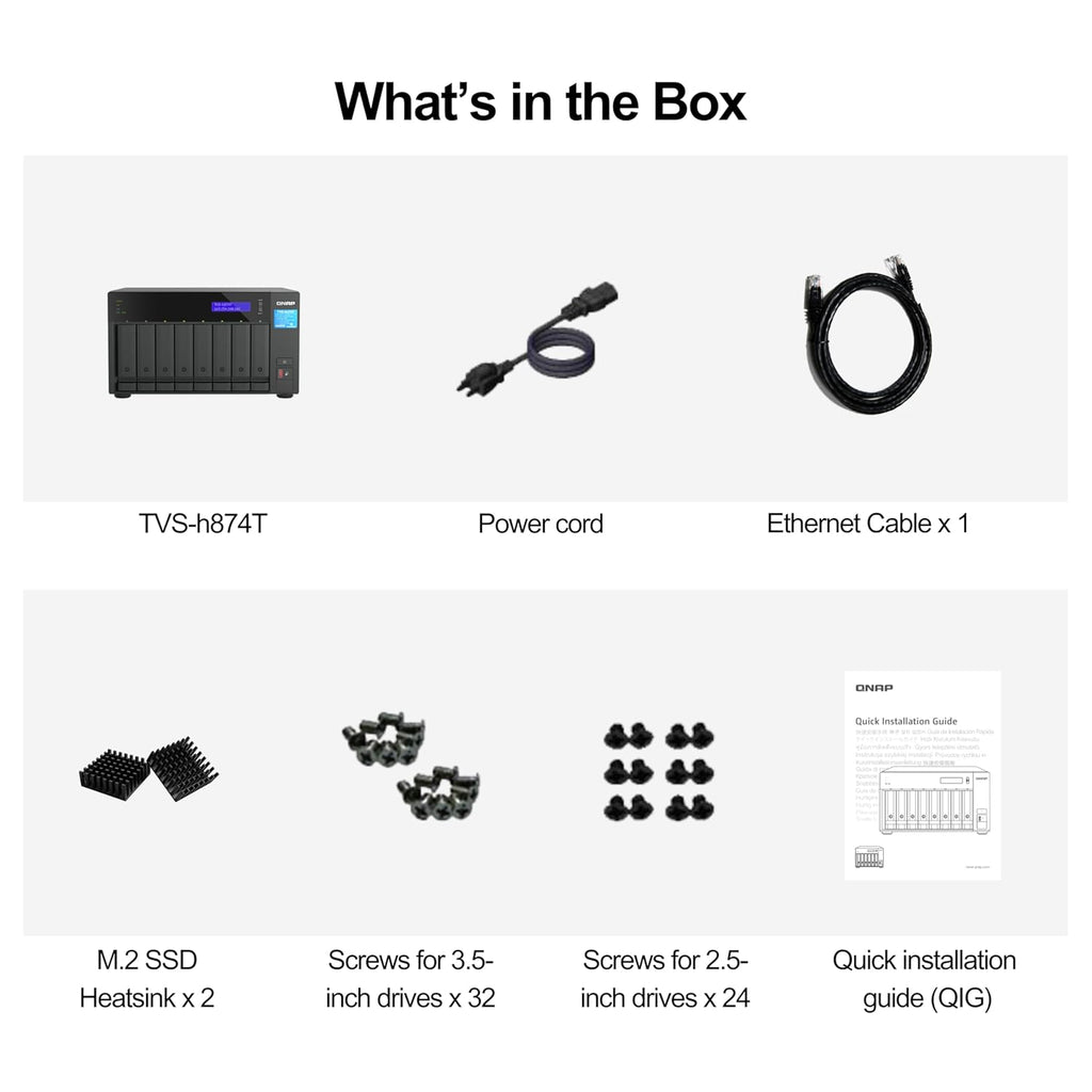 QNAP TVS-h874T-i9-64G 8 Bay 2.5GbE Thunderbolt 4 Desktop Network Attached Storage - Black