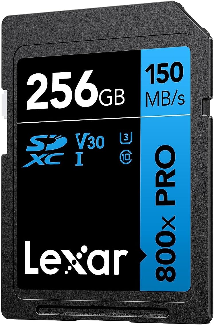 Lexar  High-Performance 800x PRO SD Card, UHS-I, C10, U3, V30, 4K, Up to 150MB/s Read SDXC Memory Card, for Point-and-Shoot & Mid-Range DSLR Cameras, HD Camcorders (LSD0800P128G-BNNNU)
