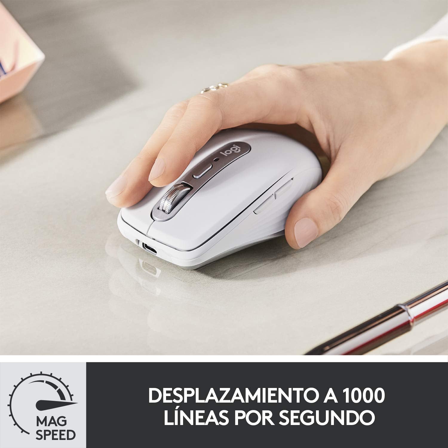 Logitech MX Anywhere 3 USB-C Bluetooth 4000DPI Compact Wireless Mouse - White