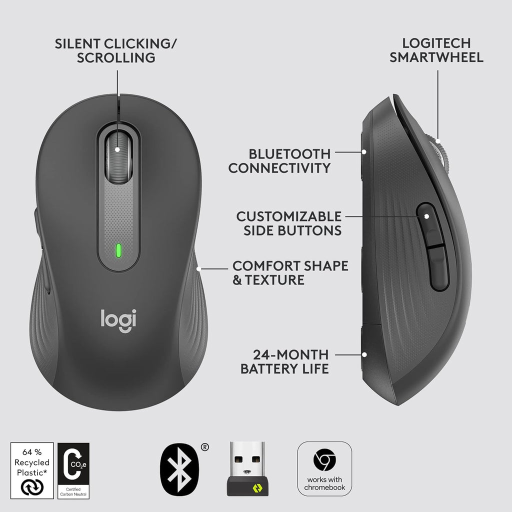Logitech Signature M650 Optical Wireless Mouse - Graphite