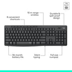 Black keyboard with feature labels on a white background