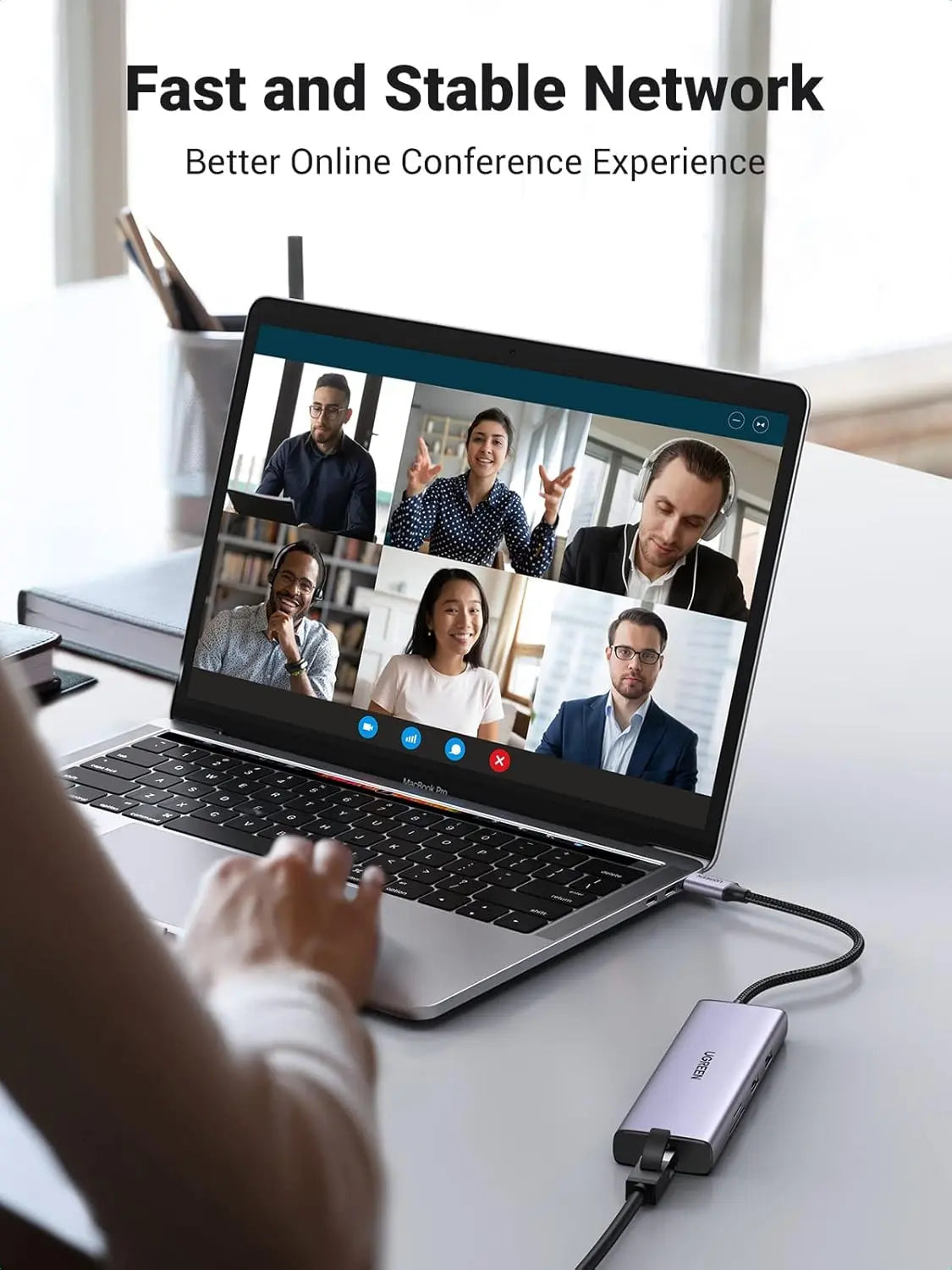 UGREEN 9-in-1 Dual HDMI USB-C Dock USB 2.0 2 USB 3.0 RJ45 1000M USB C PD 60W 2 HDMI 4K 60Hz SD/TF MacBook Dell XPS (90119)