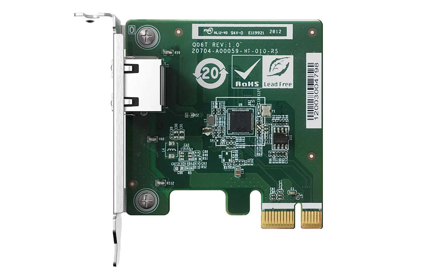 Computer network adapter card on a white background