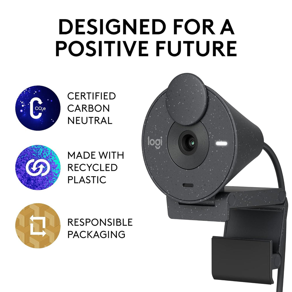 Logitech BRIO 300 USB-C 1080p FHD Webcam with Noise Reducing Mic - Graphite