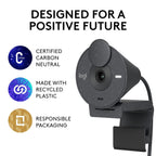 Logitech BRIO 300 USB-C 1080p FHD Webcam with Noise Reducing Mic - Graphite