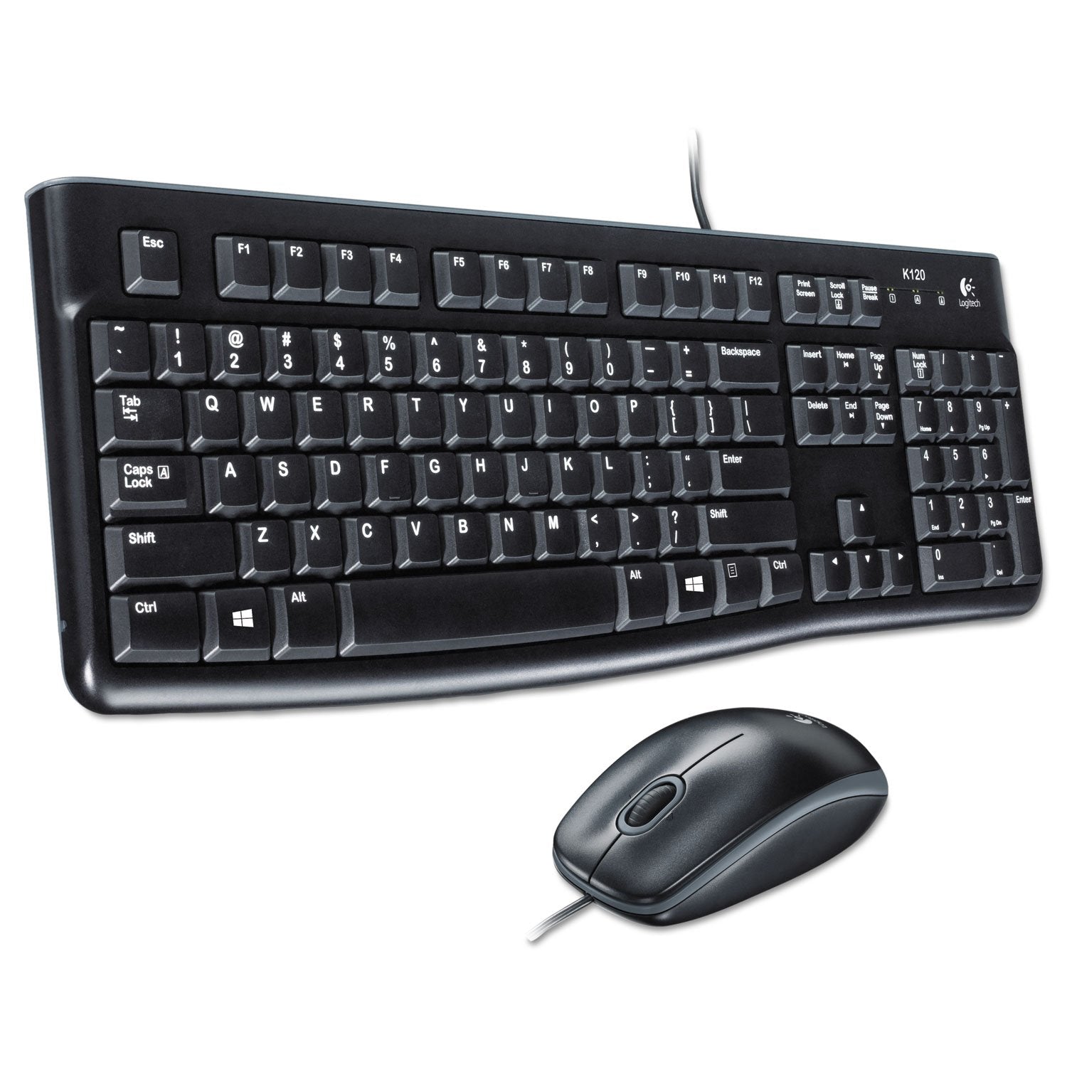 Black keyboard and mouse set on a white background