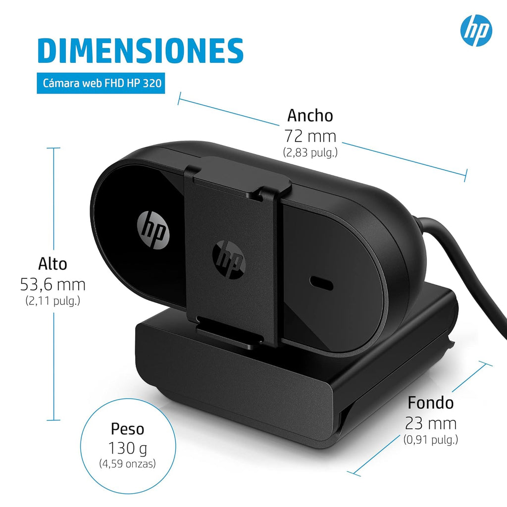 HP 320 FHD Webcam - USB-A Computer Camera with Mic & Privacy Cover - for Desktop, Laptop, & Chromebook