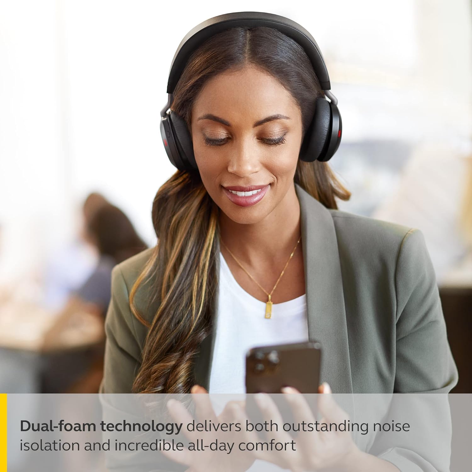 JABRA EVOLVE2 75 UC Bluetooth Wireless Advanced ANC On Ear Stereo Headset with USB-C Dongle