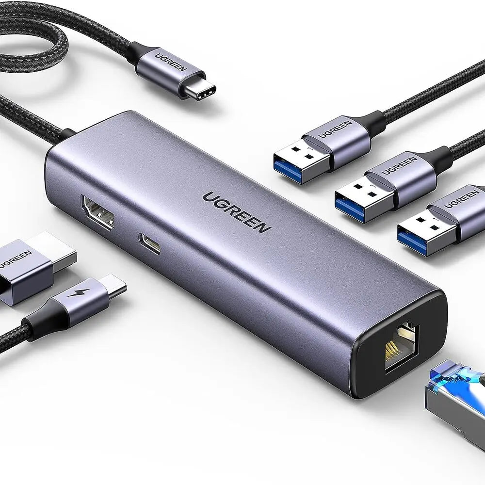 UGREEN 6-in-1 USB-C Multiport Docking Station 1000Mbps Ethernet 4K HDMI 100W PD 3x USB-A 3.0 MacBook iPad Pro Surface Laptop 15598