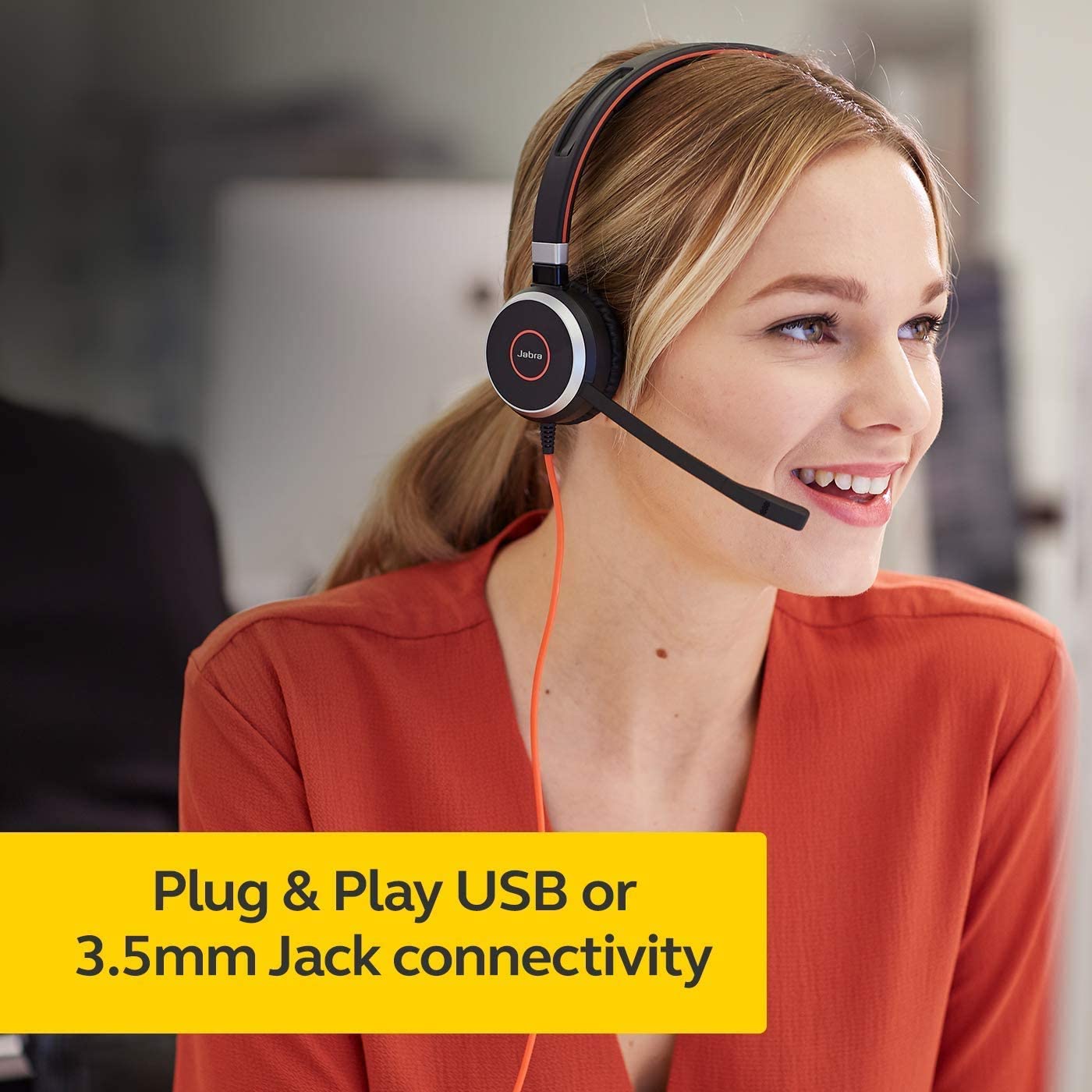 Jabra Evolve 40 MS Wired On-Ear sterio Headset with Microphone and Media Controls