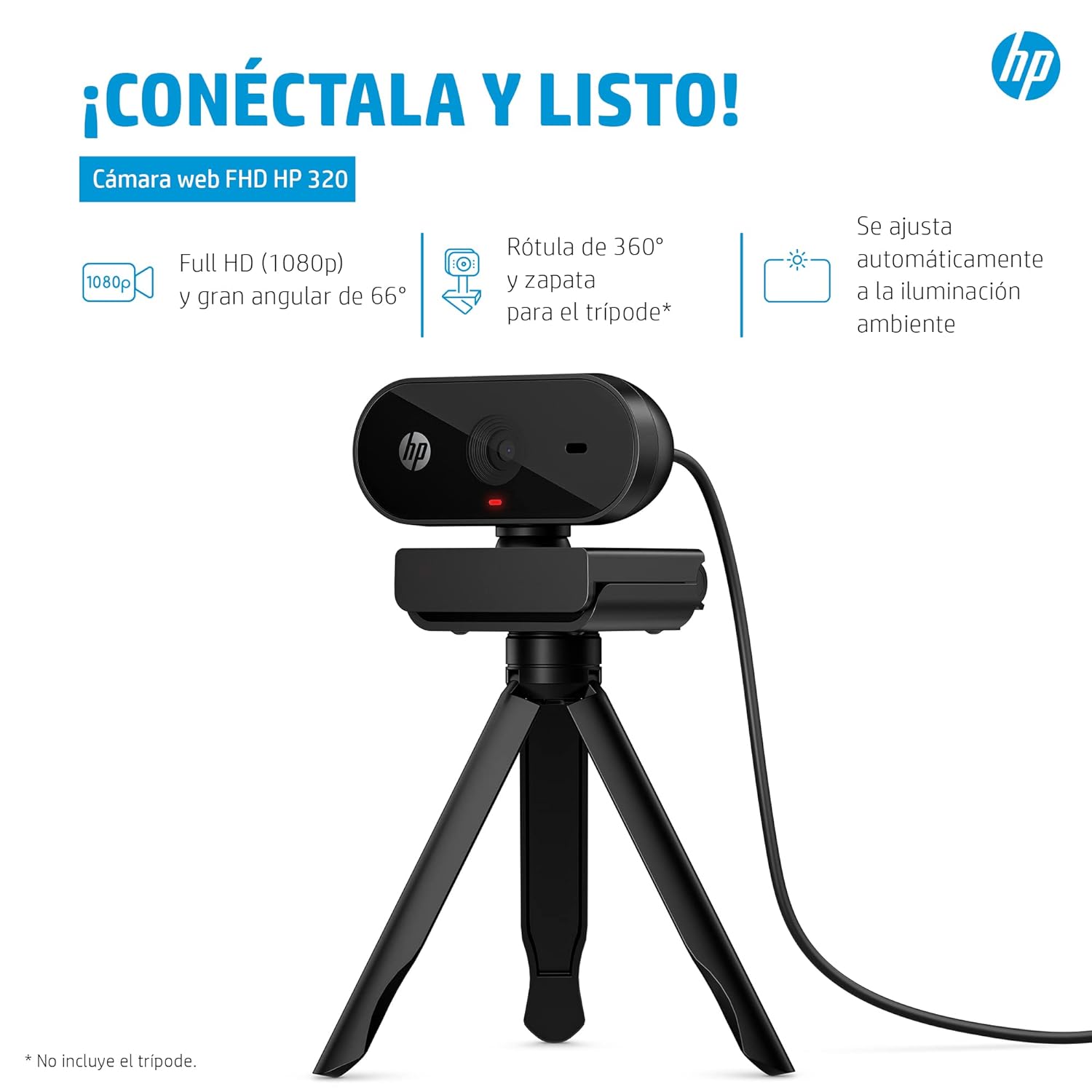 HP 320 FHD Webcam - USB-A Computer Camera with Mic & Privacy Cover - for Desktop, Laptop, & Chromebook
