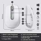 Logitech MX Anywhere 3 USB-C Bluetooth 4000DPI Compact Wireless Mouse - White