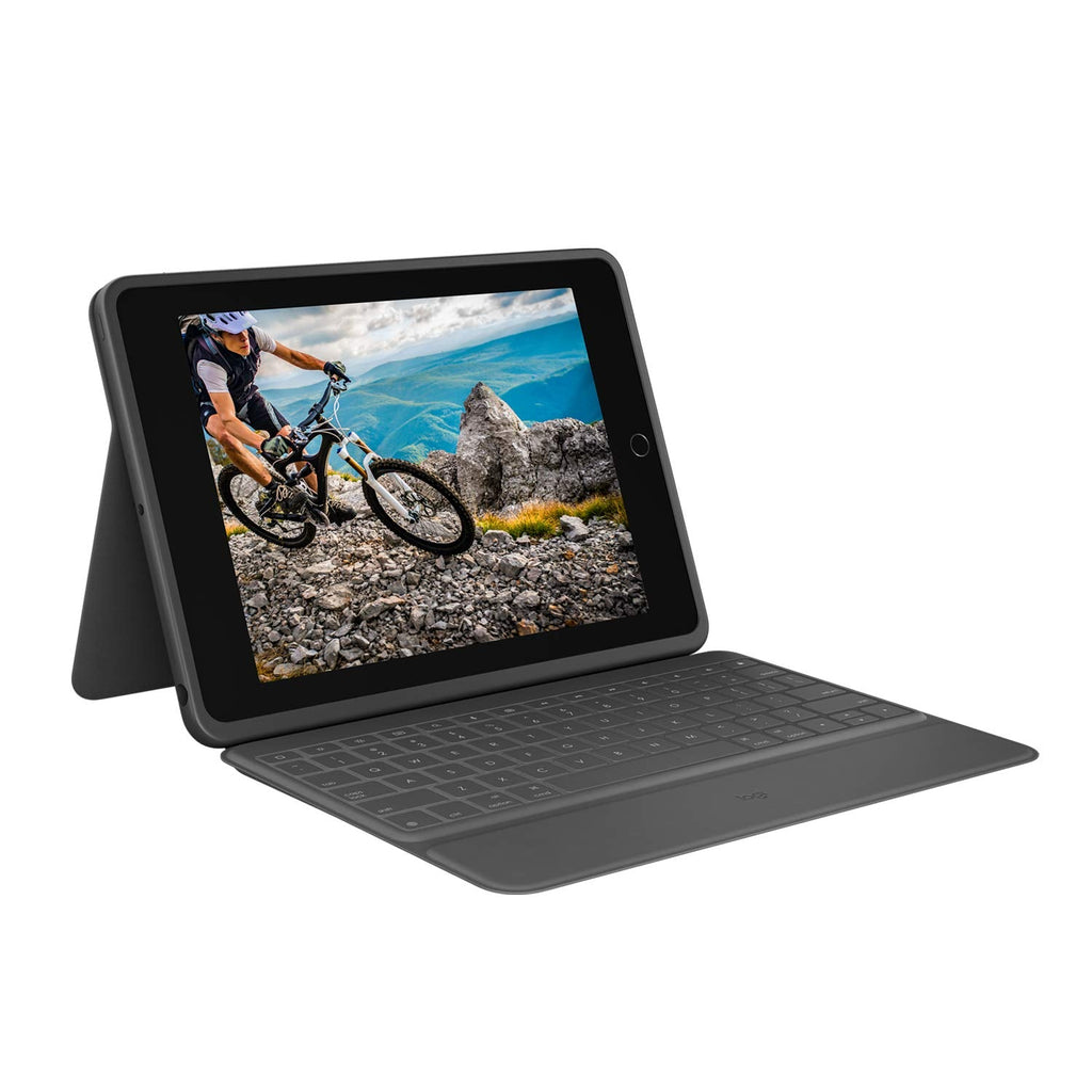 Logitech Rugged Folio for iPad (7th, 8th, & 9th Generation) Protective Keyboard Case with Smart Connector and Durable Spill-Proof Keyboard, 25.91 cm (10.2"), QWERTY UK English Layout - Black