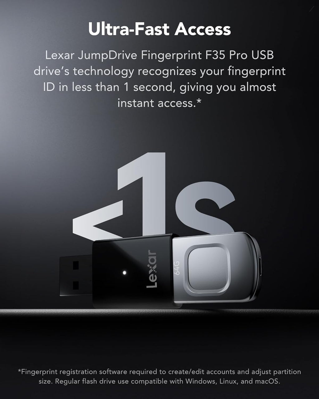 Lexar Jump Drive Fingerprint F35 Pro - 64GB