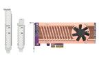 Computer graphics card with cooling fan and heat sink on a white background