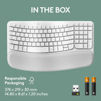 Logitech Ergo Series Wave Keys Wireless Ergonomic Keyboard with Cushioned Palm Rest - Off White