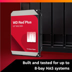 Western Digital WD Red Plus 2TB 3.5" SATA 6Gb/s 5400RPM NAS Internal Hard Disk Drive