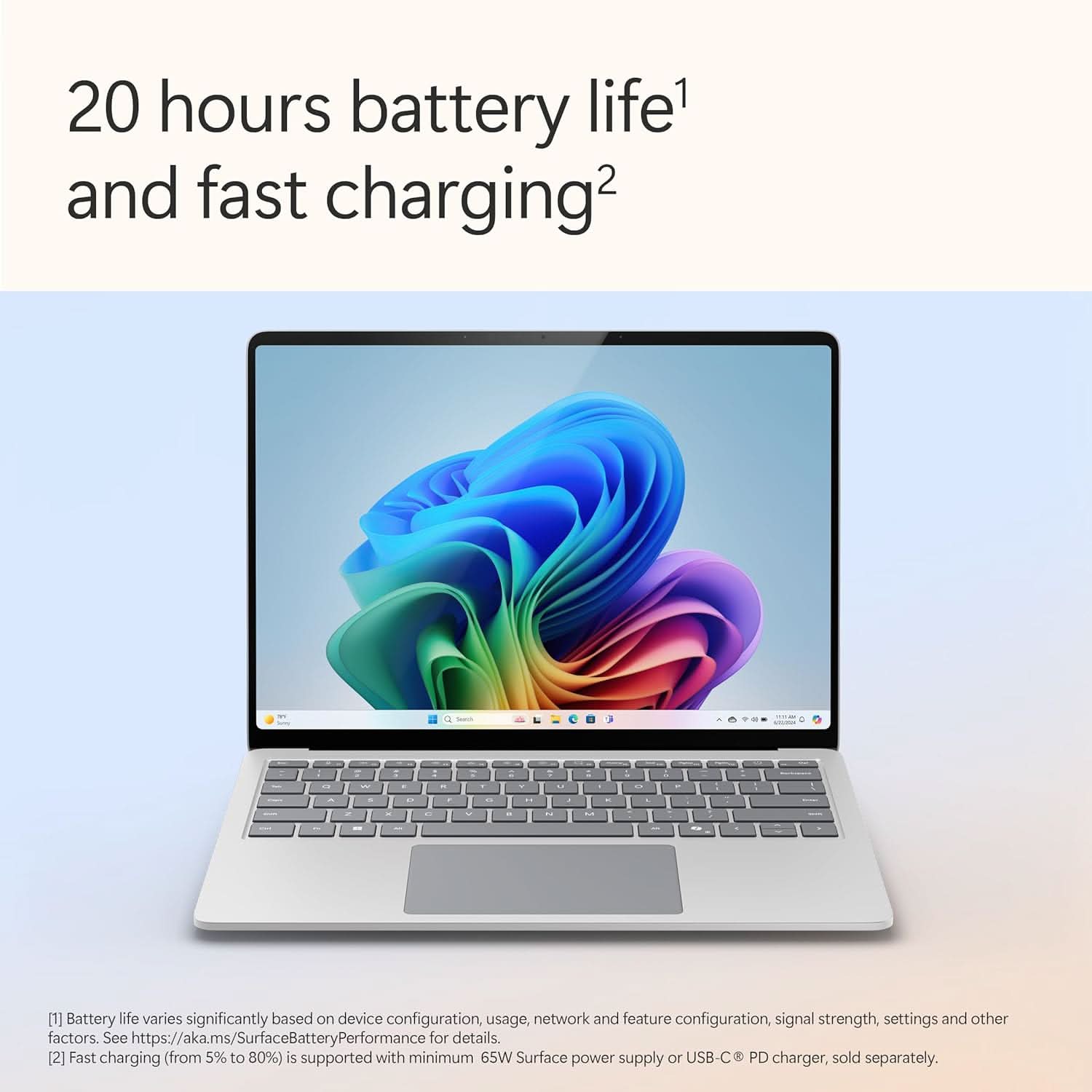 MICROSOFT NEW SURFACE LAPTOP (7TH EDITION) - WINDOWS 11 HOME COPILOT + PC - 13.8 LCD PIXELSENSE TOUCHSCREEN - QUALCOMM SNAPDRAGON X PLUS (10 CORE) - 16GB RAM - 256GB SSD - PLATINUM - ZGJ-00023