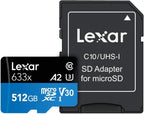 Lexar High-Performance 633x 32GB microSDHC UHS-I Card w/ SD Adapter, Up To 100MB/s Read, for Smartphones, Tablets, and Action Cameras