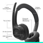 Logitech Zone 300 Wireless Bluetooth Headset with Noise-Cancelling Microphone - Midnight Black