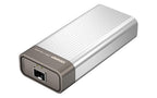 A silver and dark gray CNRP USB 3.0 to Ethernet adapter, shown at an angle on a plain white background.