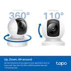 TP-Link Tapo C222 4MP 2K QHD 1440p Pan/Tilt AI Home Security Wi-Fi Camera - White