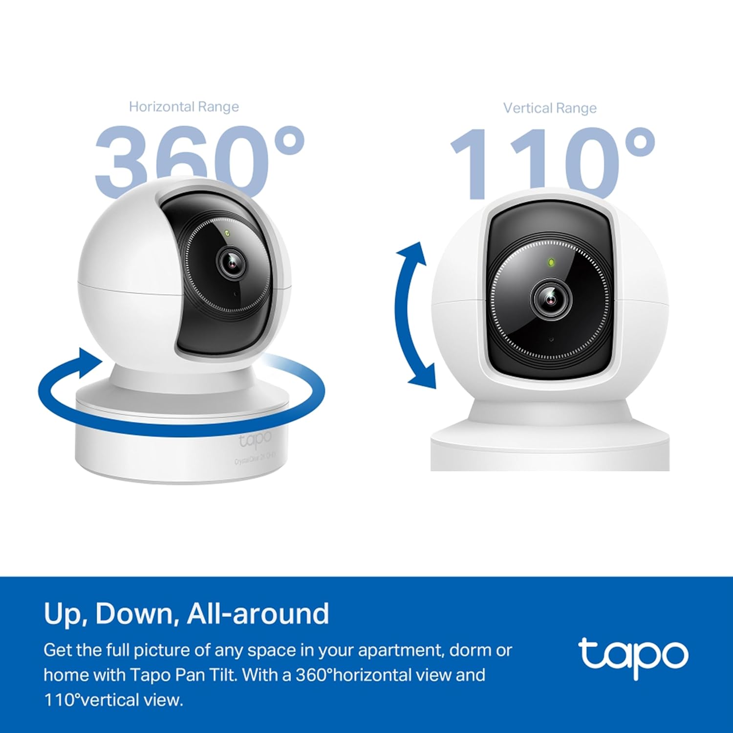 TP-Link Tapo C222 4MP 2K QHD 1440p Pan/Tilt AI Home Security Wi-Fi Camera - White