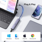 UGREEN 4-in-1 USB C Ethernet Adapter Thunderbolt 3 USB 3.0 Gigabit RJ45 Hub MacBook Pro Air iMac iPad Surface XPS (60600)