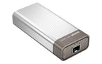 Silver and gray network adapter on a white background