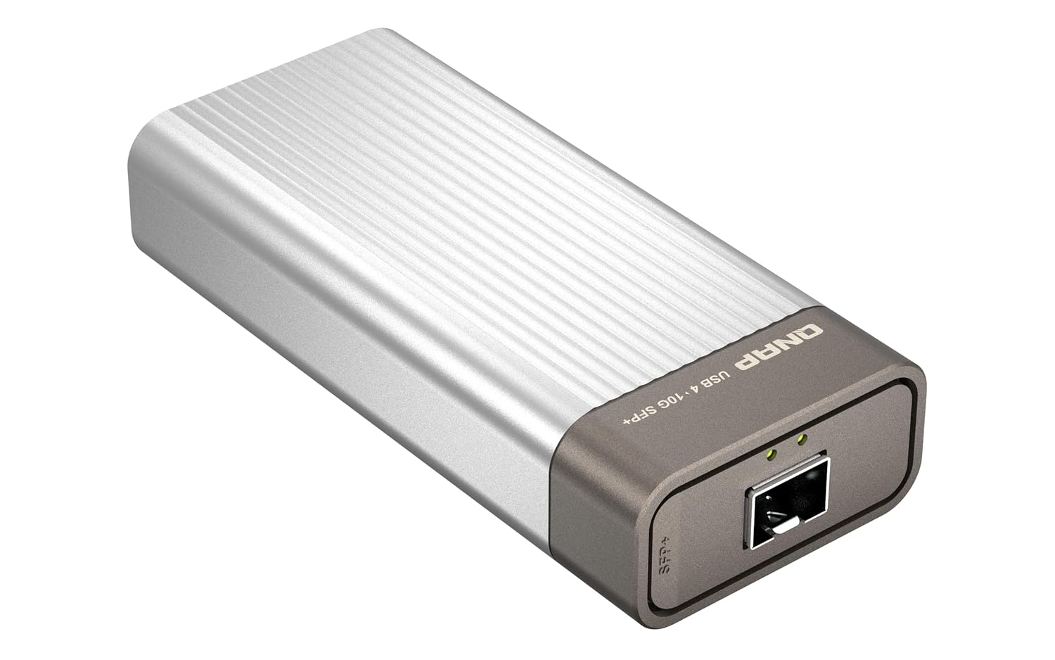Silver and gray network adapter on a white background