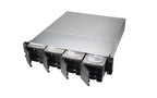 Server rack with multiple hard drive bays on a white background