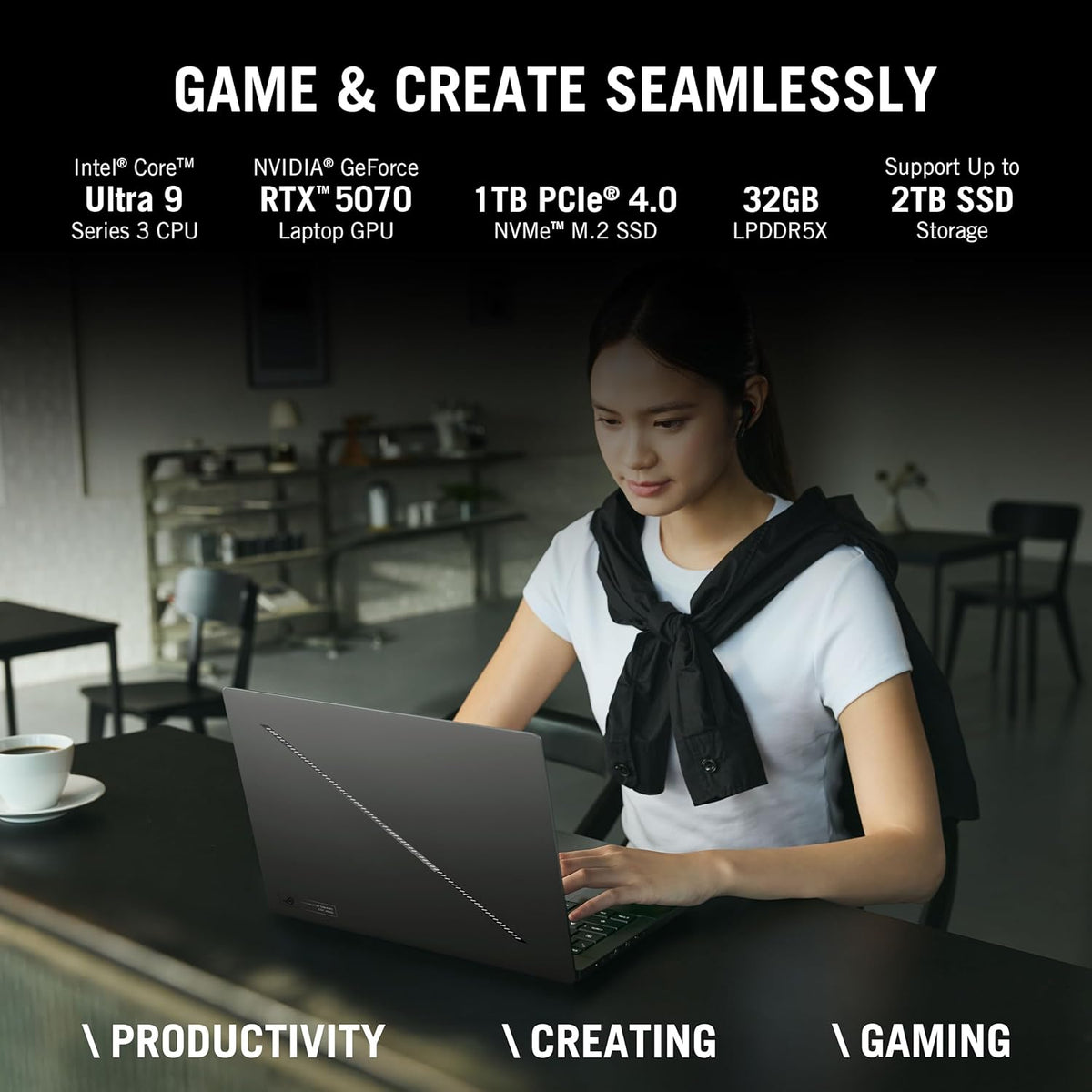 ASUS ROG Zephyrus G14 14" 3K OLED 120Hz | Ultra 9 | 32GB | 1TB SSD | RTX 5070 8GB | Eclipse Gray | 1Y Warranty | GU405AP-SY041WS