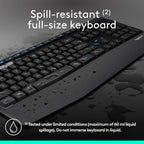 Spill-resistant full-size keyboard with water droplets on a dark background