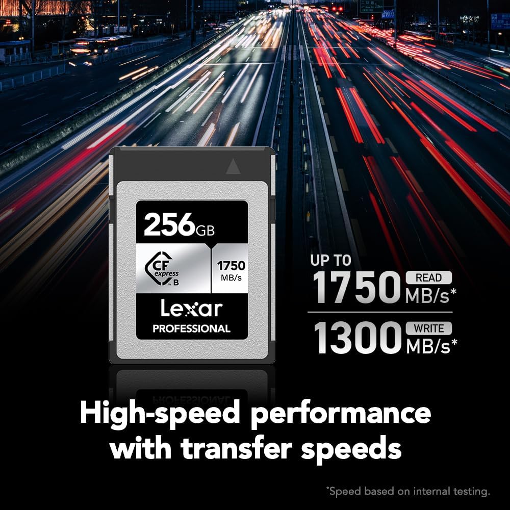 Lexar  Professional CFexpress Type A Silver 4.0 Memory Card, for Photographers, Videographers, Up to max 1750/1650 MB/s, 8K Video (LCAEXS4256G-RNENU)