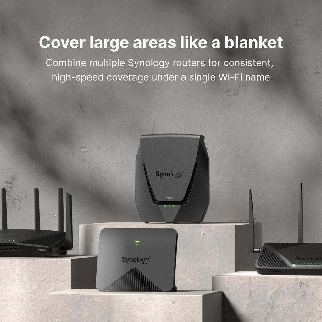 Synology RT6600AX Tri-Band 160MHz 2.5Gbps Quad-core 1.8 GHz Wi-Fi 6 Router - Black