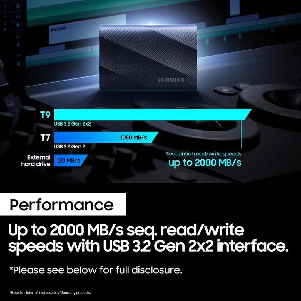 Samsung T9 2TB USB 3.2 Gen2 External Portable Solid State Drive - Black